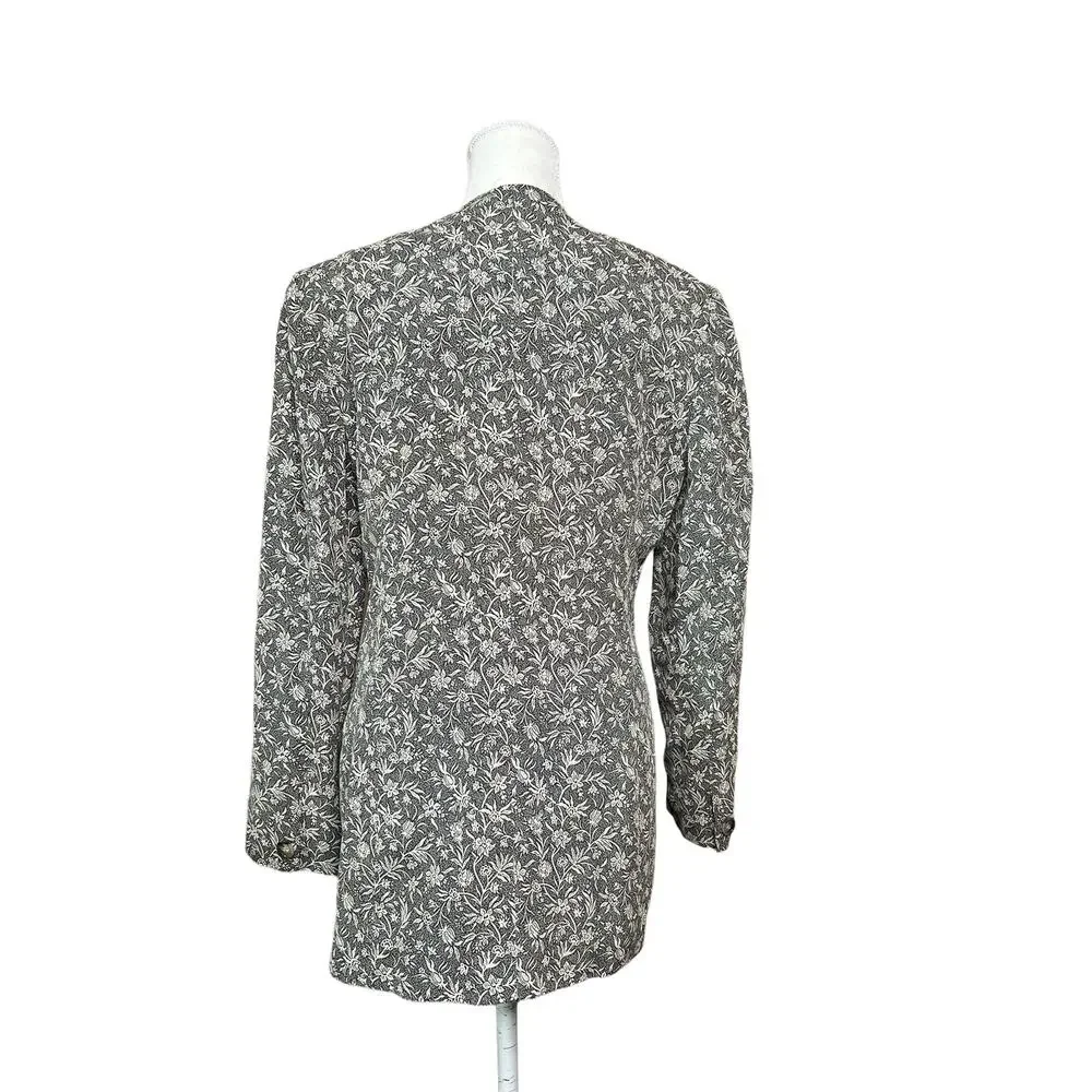 jh collectibles women button down blazer union made cream black floral Sz 8